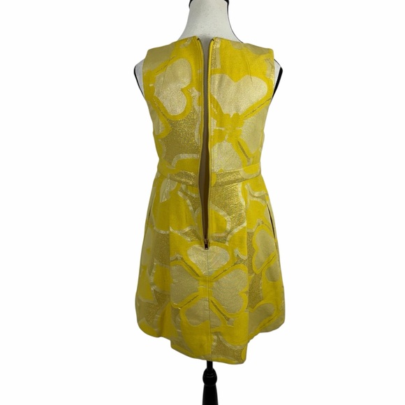 Marc by Marc Jacobs Embellished Bow Midi Dress 6 Yellow Floral Jacquard A-Line - Picture 6 of 13